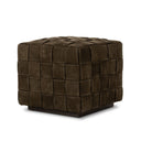 Aveline Flores Ottoman - Nubuck Olive