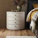 Valentina Oval Nightstand - Ivory Painted Linen