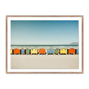 Coastal Muizenberg Huts by Coy Aune - 32X24 Rustic Walnut