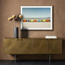 Coastal Muizenberg Huts by Coy Aune - 40X30 Rustic Walnut