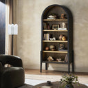 Aveline Tolle Bookcase - Drifted Matte Black W Oak Shelves