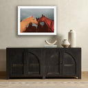 Tranquil Views Sunset Horses by Coup Desprit - 40X30 White Maple
