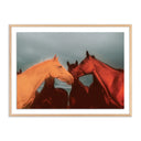 Tranquil Views Sunset Horses by Coup Desprit - 32X24 White Oak