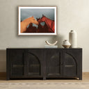 Tranquil Views Sunset Horses by Coup Desprit - 40X30 Rustic Walnut
