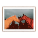 Tranquil Views Sunset Horses by Coup Desprit - 32X24 Rustic Walnut