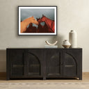 Tranquil Views Sunset Horses by Coup Desprit - 40X30 Black Maple
