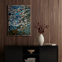 Azure Reflection Reflecting Blue by Geoffrey Baris - 30X40 Rustic Walnut