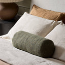 Stonewash Linen Bolster Pillow - Hasselt Olive Green