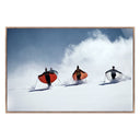 Luxe Haven Caped Skiers by Slim Aarons - 48X32 Rustic Walnut