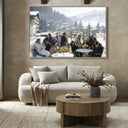 Aether Collection Drinks At Gstaad by Slim Aarons - 72X48 Rustic Walnut