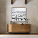 LuxeVista Skiing In Vail by Slim Aarons - 48X48 Rustic Walnut