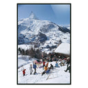 Alpine Adventure Zermatt Skiing II by Slim Aarons - 48X72 Black Maple