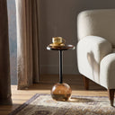 Opal Viola Accent Table - Smoked Brown Cast Glass