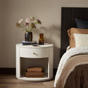 Amelia Oval One Drawer Nightstand - Ivory Painted Linen