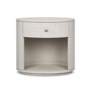Amelia Oval One Drawer Nightstand - Ivory Painted Linen