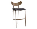 GIBBONS BARSTOOL - ANTIQUE BRASS CHARCOAL BLACK LEATHER