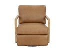 CASTELL SWIVEL LOUNGE CHAIR - RUSTIC OAK LUDLOW SESAME LEATHER