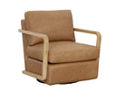 CASTELL SWIVEL LOUNGE CHAIR - RUSTIC OAK LUDLOW SESAME LEATHER