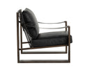 BERKE LOUNGE CHAIR - ANTIQUE BRONZE CHARCOAL BLACK LEATHER