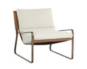 ZANCOR LOUNGE CHAIR - ANTIQUE BRASS GERALT LINEN TAN LEATHER