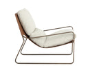 ZANCOR LOUNGE CHAIR - ANTIQUE BRASS GERALT LINEN TAN LEATHER