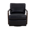 CASTELL SWIVEL LOUNGE CHAIR - BROWN CORTINA BLACK LEATHER