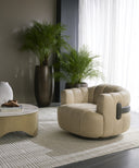 TADEO SWIVEL ARMCHAIR - DARK BROWN SAHARA SAND LEATHER