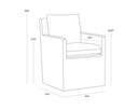 GLENROSE WHEELED DINING ARMCHAIR - EFFIE LINEN