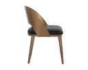 DEZIRAE DINING CHAIR - ANTIQUE BRASS CHARCOAL BLACK LEATHER