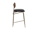 GIBBONS COUNTER STOOL - ANTIQUE BRASS CHARCOAL BLACK LEATHER