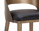 DEZIRAE BARSTOOL - ANTIQUE BRASS CHARCOAL BLACK LEATHER
