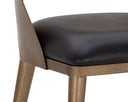 DEZIRAE DINING CHAIR - ANTIQUE BRASS CHARCOAL BLACK LEATHER