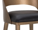 DEZIRAE COUNTER STOOL - ANTIQUE BRASS CHARCOAL BLACK LEATHER