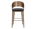 DEZIRAE BARSTOOL - ANTIQUE BRASS CHARCOAL BLACK LEATHER