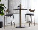 GIBBONS BARSTOOL - ANTIQUE BRASS CHARCOAL BLACK LEATHER