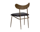 GIBBONS DINING CHAIR - ANTIQUE BRASS CHARCOAL BLACK LEATHER