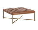 ENDALL OTTOMAN - ANTIQUE BRASS VINTAGE CAMEL LEATHER