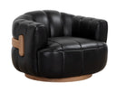 TADEO SWIVEL ARMCHAIR - RUSTIC OAK VINTAGE BLACK NIGHT LEATHER