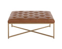 ENDALL OTTOMAN - ANTIQUE BRASS VINTAGE CAMEL LEATHER