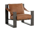 BERKE LOUNGE CHAIR - GUNMETAL TAN LEATHER