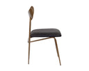 GIBBONS DINING CHAIR - ANTIQUE BRASS CHARCOAL BLACK LEATHER