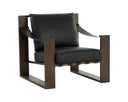 BERKE LOUNGE CHAIR - ANTIQUE BRONZE CHARCOAL BLACK LEATHER