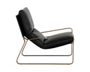 ZANCOR LOUNGE CHAIR - ANTIQUE BRASS CHARCOAL BLACK LEATHER