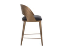 DEZIRAE COUNTER STOOL - ANTIQUE BRASS CHARCOAL BLACK LEATHER