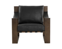 BERKE LOUNGE CHAIR - ANTIQUE BRONZE CHARCOAL BLACK LEATHER