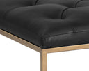 ENDALL OTTOMAN - ANTIQUE BRASS VINTAGE BLACK NIGHT LEATHER
