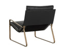 ZANCOR LOUNGE CHAIR - ANTIQUE BRASS CHARCOAL BLACK LEATHER