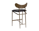 GIBBONS COUNTER STOOL - ANTIQUE BRASS CHARCOAL BLACK LEATHER