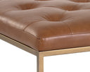 ENDALL OTTOMAN - ANTIQUE BRASS VINTAGE CAMEL LEATHER