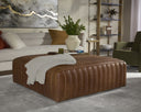 LEWIN OTTOMAN - SQUARE LUCIA TOBACCO LEATHER